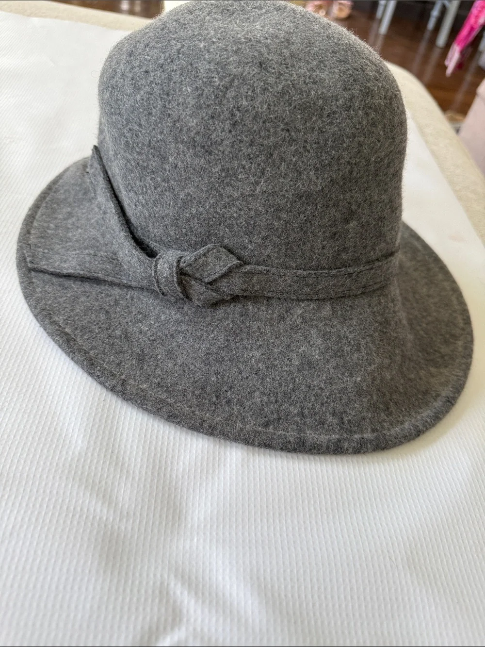 Scala Gray Wool Women's Hat with Knot Trim